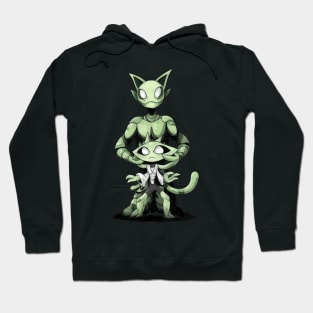 Green Alien Cats Hoodie